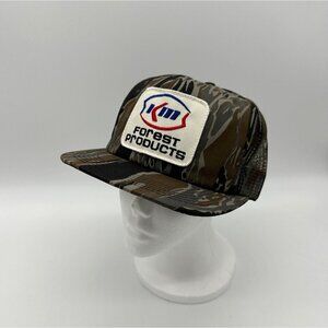 Vintage Cap Kerr McGee Forest Products Camo Hat Mesh Back Embroidered Patch READ